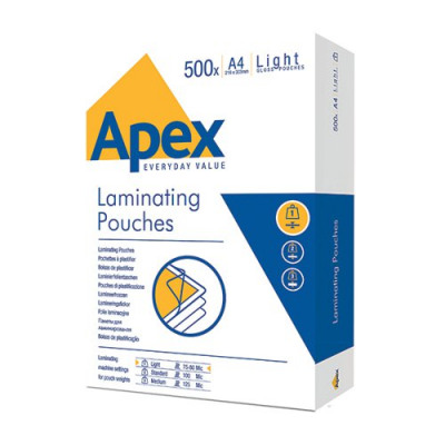 Fellowes Apex A4 Laminating Pouch Light Duty 150 Micron (Pack of 500) 6005201