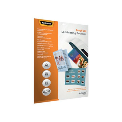 Fellowes Admire EasyFold A3 Laminating Pouches 160 Micron (Pack of 25) 5602001