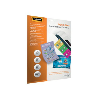 Fellowes Admire Stylish Matt A3 Laminating Pouches 160 Micron (Pack of 25) 5602201