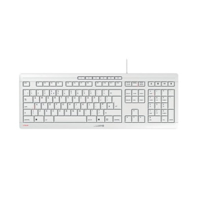 Cherry Steam USB Wired QWERTY White UK English Keyboard Scissor Switches 105 Plus 10 Multimedia Keys Non Slip On Smooth Services