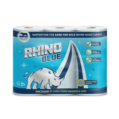 Rhino Blue Kitchen Roll 3 Ply (Pack 3) 1105233