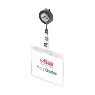 Durable Mono Security Pass Holder with Badge Reel (Pack of 10) 8138/19