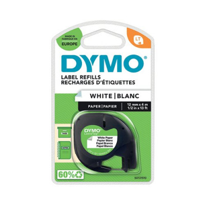 Dymo Pearl White LetraTag Paper Tape 12mmx4m S0721510