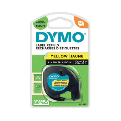 Dymo Hyper Yellow LetraTag Plastic Tape 12mmx4m S0721620