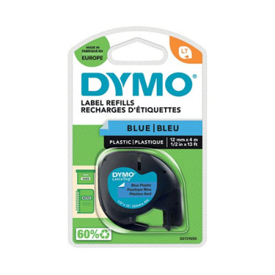 Dymo Ultra Blue LetraTag Plastic Tape 12mmx4m S0721650