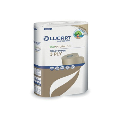 Lucart EcoNatural 6.3 Toilet Rolls Carbon Neutral x6 Rolls Per Pack (Pack of 72) 811C73