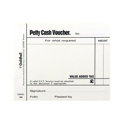 Guildhall Petty Cash Pad 100 Leaves 127x102mm White (Pack of 5) 103 1569