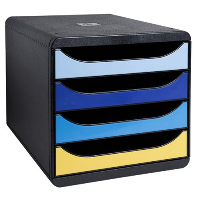 Exacompta Bee Blue Big Box 4 Drawer Unit 347 x 278 x 267mm Assorted Colours (Each) - 3104202D