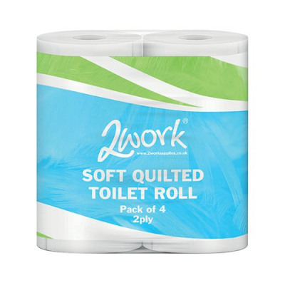 2Work Luxury 2-Ply Quilted Toilet Roll 300 Sheets (Pack of 40) DQ4Pk