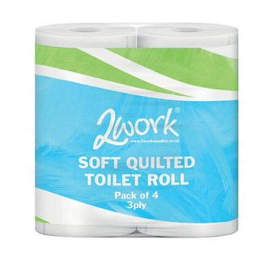 2Work Luxury 3-Ply Quilted Toilet Roll 200 Sheets (Pack of 40) TQ4Pk