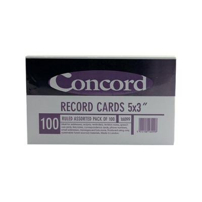 Concord Record Card 127x76mm Assorted (Pack of 100) 16099/160