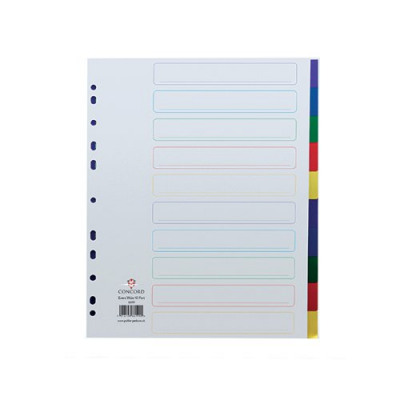 Concord 10-Part Extra Wide Index Polypropylene Multicoloured A4 66199