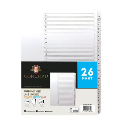 Concord 26-Part A-Z Index Presentation Dividers A4 (Pack of 5) 75601