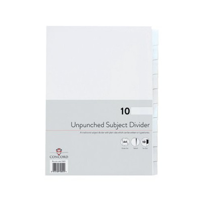 Concord 10-Part Presentation Divider Unpunched A4 White (Pack of 10) 75801