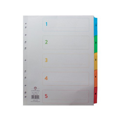 Concord Index 1-5 A4 Extra-Wide White With Multicolour Tabs 09601/CS96