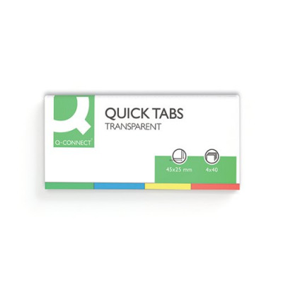 Q-Connect Quick Tabs 20 x 45mm Transparent Assorted (Pack of 200) KF01225