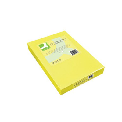 Q-Connect Bright Yellow Coloured A4 Copier Paper 80gsm Ream (Pack of 500)