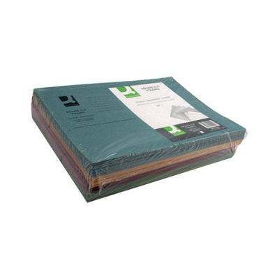 Q-Connect Square Cut Folder Mediumweight 250gsm Foolscap Assorted (Pack 100) KF01492