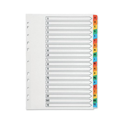 Q-Connect Multi-Punched A-Z 20-Part Reinforced Multi-Colour A4 Index Pre-Printed Tabs KF01523
