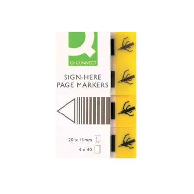 Q-Connect Quick Signature Markers 20 x 50mm Yellow (Pack of 160) KF01979