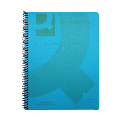 Q-Connect Spiral Bound Polypropylene Notebook 160 Pages A5 Blue (Pack of 5) KF10034
