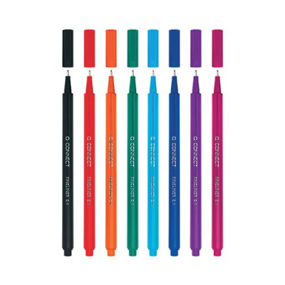 Q-Connect Triangular Fineliners Assorted Colour (Pack of 8) KF18050