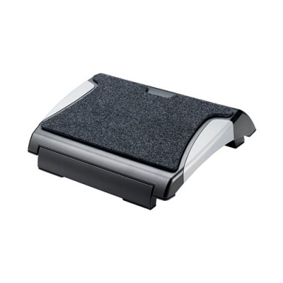 Q-Connect Black and Silver Foot Rest With Carpet KF20075