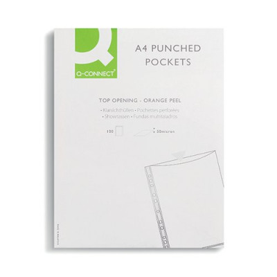 Q-Connect Punched Pockets Polypropylene 50 Micron A4 Clear (Pack of 100) KF24001