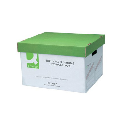 Q-Connect Extra Strong Business Storage Box W327xD387xH250mm Green and White KF75007