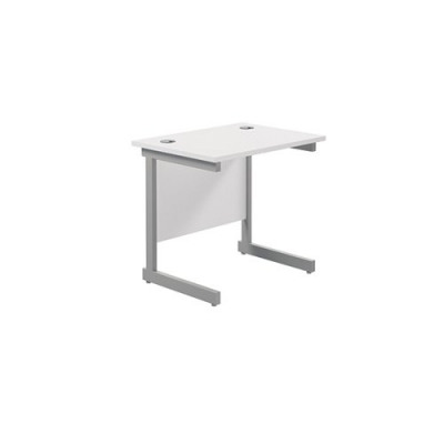 Jemini Single Rectangular Desk 800x600mm White/Silver KF800316