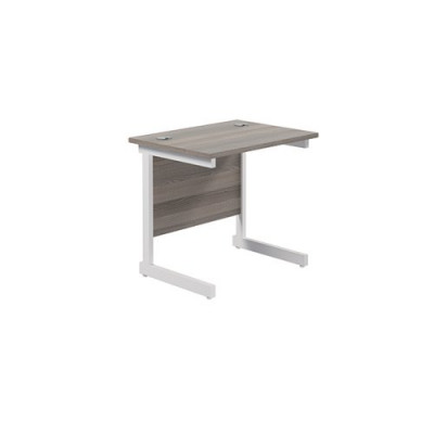 Jemini Single Rectangular Desk 800x600mm Grey Oak/White KF800357