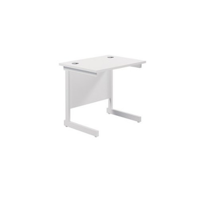 Jemini Single Rectangular Desk 800x600mm White/White KF800379