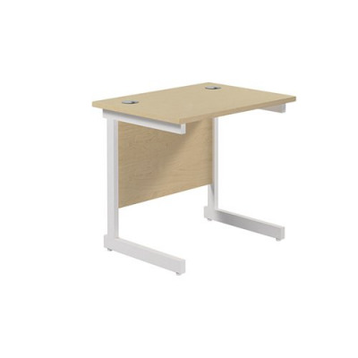 Jemini Single Rectangular Desk 800x600mm Maple/White KF800385