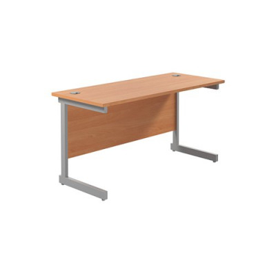 Jemini Single Rectangular Desk 1200x600mm Beech/Silver KF800406