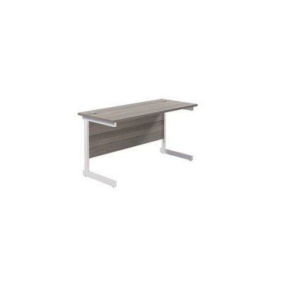 Jemini Single Rectangular Desk 1200x600mm Grey Oak/White KF800475