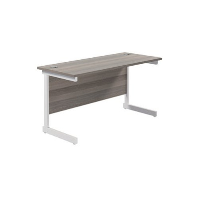 Jemini Single Rectangular Desk 1400x600mm Grey Oak/White KF800593
