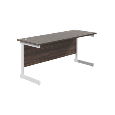 Jemini Single Rectangular Desk 1600x600mm Dark Walnut/White KF800750
