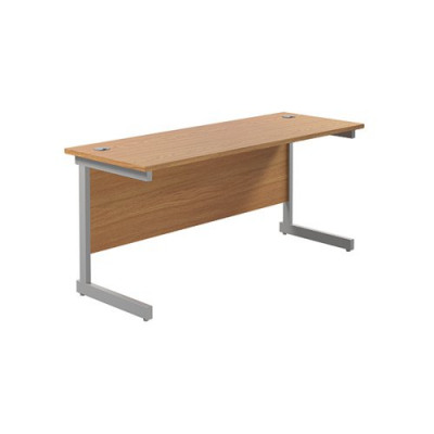 Jemini Single Rectangular Desk 1800x600mm Nova Oak/Silver KF800788