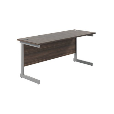 Jemini Single Rectangular Desk 1800x600mm Dark Walnut/Silver KF800815