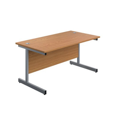 First Single Rectangular Desk 1200x800mm Nova Oak/Silver KF803324