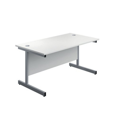 First Single Rectangular Desk 1200x800mm White/Silver KF803331