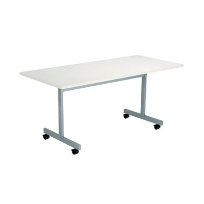 Jemini Rectangular Tilting Table 1600 x 700mm White/Silver KF816869