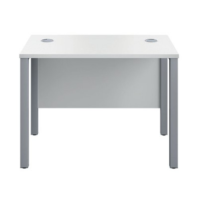 Jemini Goal Post Rectangular Desk 1000x600mmWhite-Silver GP1060RECWHSV