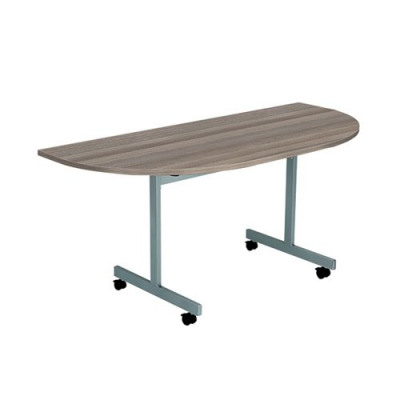 Jemini D-End Tilt Table 1400 x 700mm Grey Oak/Silver OETT1470DENDSVGO