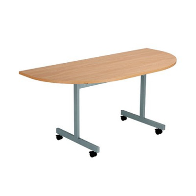Jemini D-End Tilt Table 1600 x 800mm Beech/Silver OETT1680DENDSVBE2