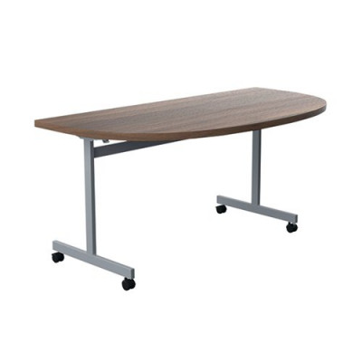 Jemini D-End Tilt Table 1600x800mm Dark Walnut/Silver OETT1680DENDSVDW