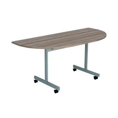 Jemini D-End Tilt Table 1600 x 800mm Grey Oak/Silver OETT1680DENDSVGO