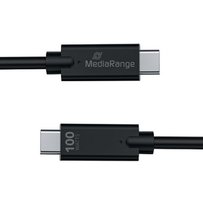 MediaRange USB Type C Cable Charge and Sync USB 3.1 10Gbit 100W Max 1.2m Black MRCS214