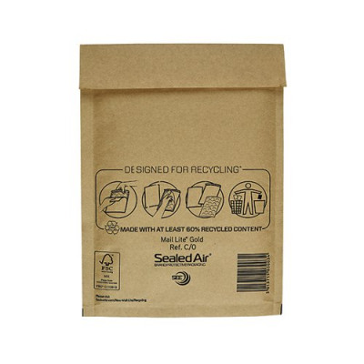 Mail Lite Bubble Postal Bag Gold C0-150x210 Pack of 100 101098091
