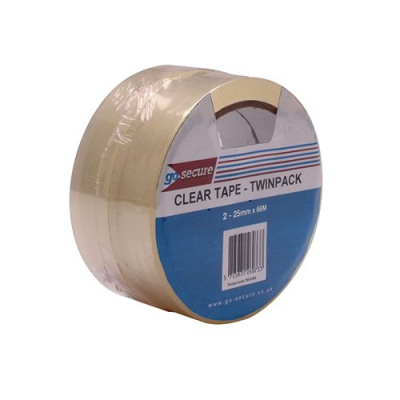 Go Secure Twin Pack 25mm x 66m Clear Tape (Pack of 6) PB02305